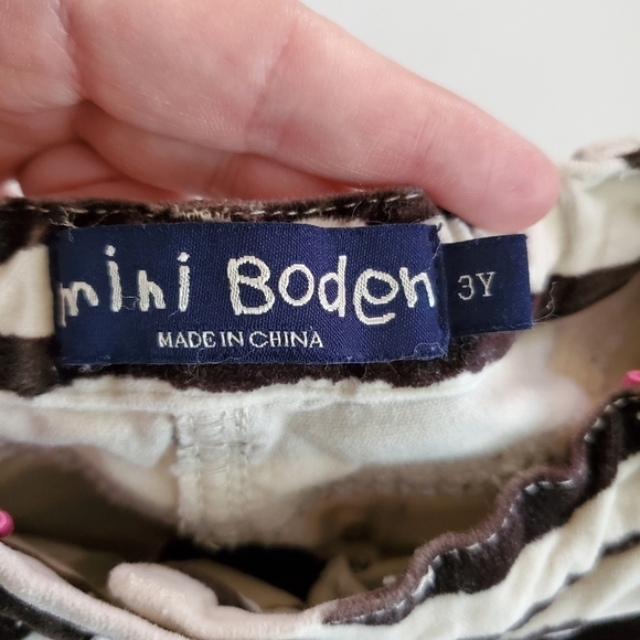 K1240 * Mini Boden Girls Zebra Animal Print Bootcut Pants Black White 3 Years - Picture 3 of 5